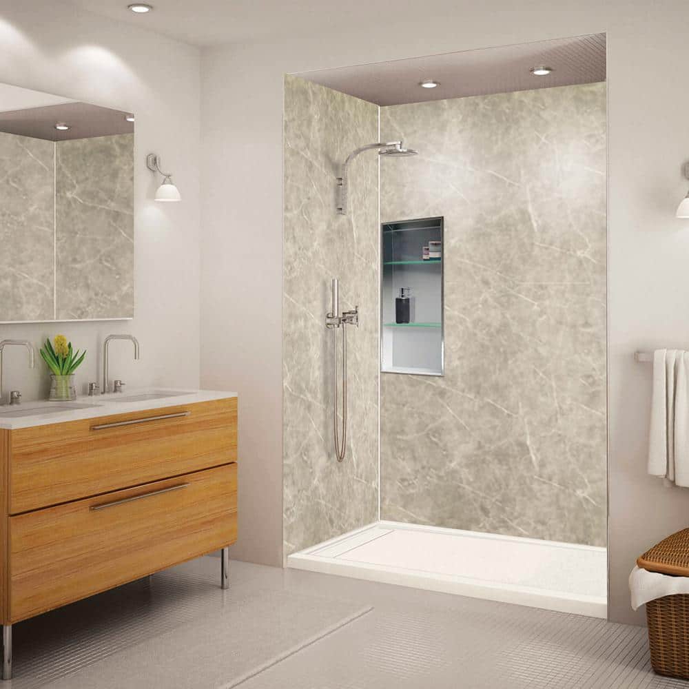 Off-White Rectangular Shower Base with Left Drain, 60" x 30"