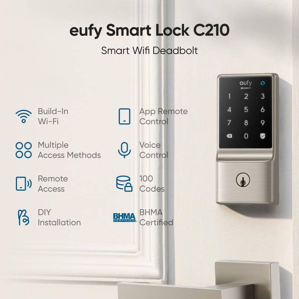 Satin Nickel Wi-Fi Smart Lock with Keypad and App Control