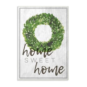 10 in. x 15 in. ''Home Sweet Home Foliage Wreath'' by Daphne Polselli Printed Wood Wall Art