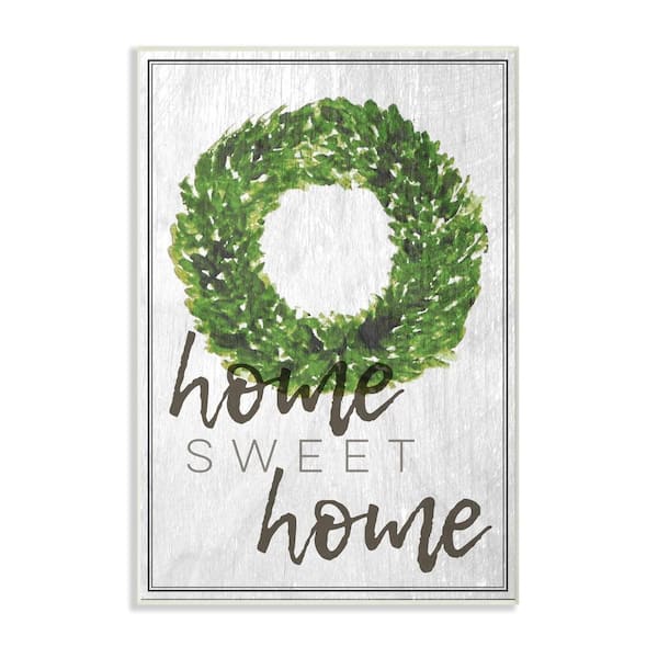 Stupell Industries 10 in. x 15 in. "Home Sweet Home Foliage Wreath" by Daphne Polselli Printed Wood Wall Art