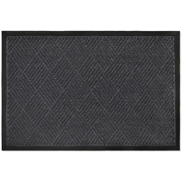 Envelor Indoor Outdoor Doormat Black 36 in. x 60 in. Chevron Floor Mat