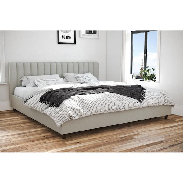 Brittany Light Gray Linen King Upholstered Bed