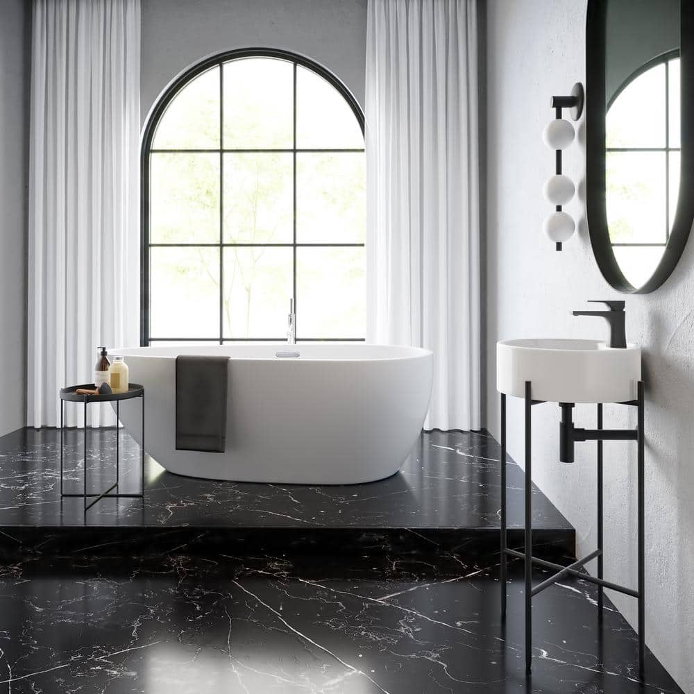 Monaco 15.75" White Ceramic Console Sink with Matte Black Legs