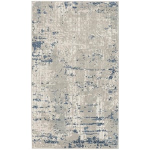 Blue and Gray 3 ft. x 5 ft. Abstract Power Loom Area Rug