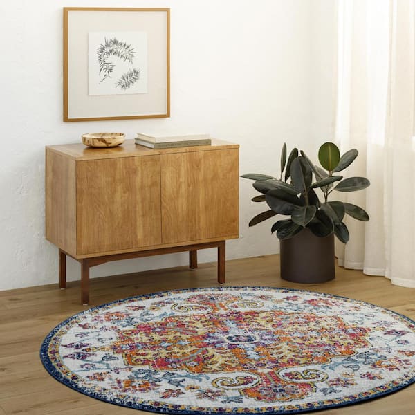 Demeter Ivory 6 ft. Round Indoor Area Rug