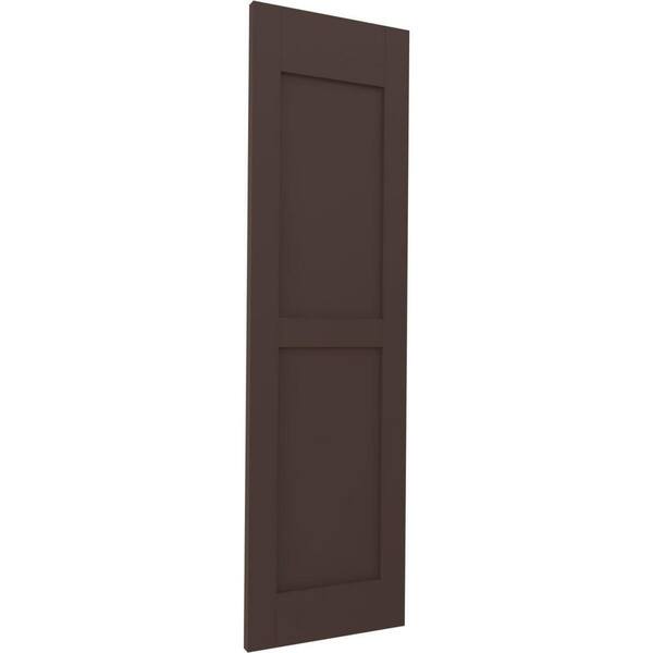 Ekena Millwork 15 in. W x 58 in. H Americraft 2-Equal Flat Panel Exterior Real Wood Shutters Pair in Raisin Brown - image 3