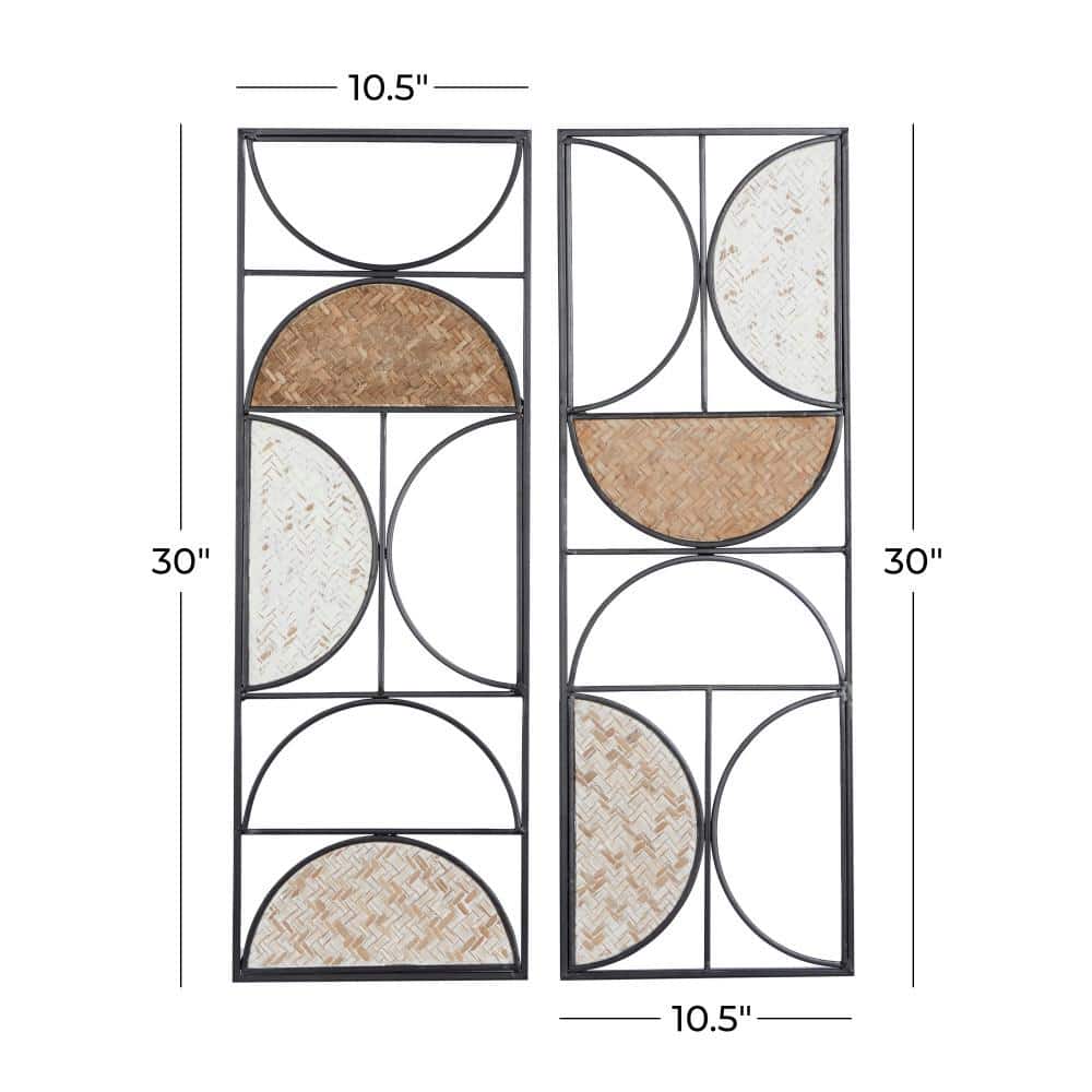 Brown and Beige Metal Geometric Wall Decor Set, 30" x 11"