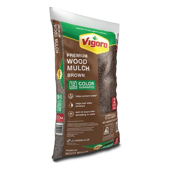 Vigoro - 2 cu. ft. Premium Brown Wood Shredded Bagged Mulch