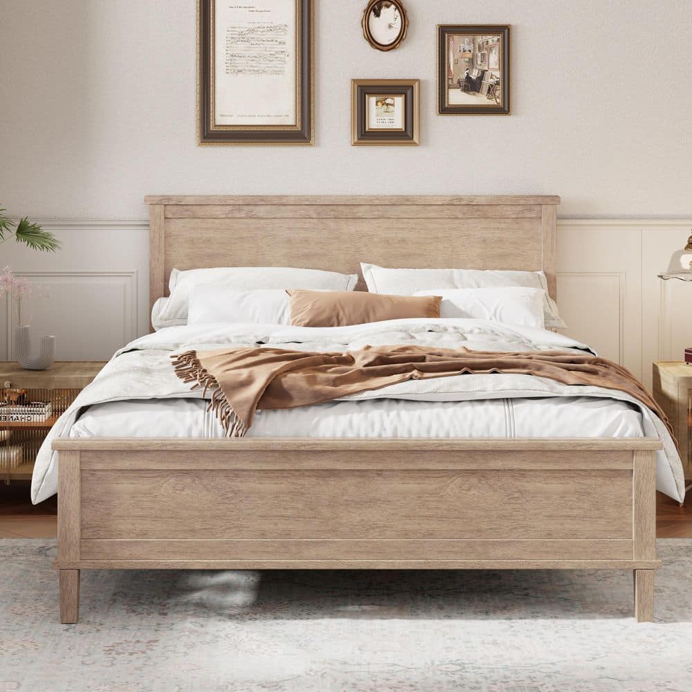 SeadriftBlue Pine Wood Frame Full Platform Bed with Headboard and Wood Slat Support price history on PriceWatchPro