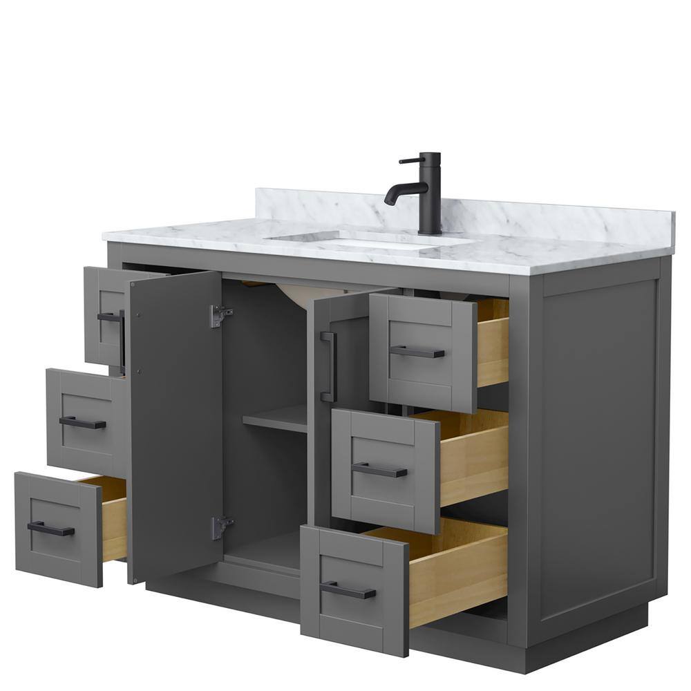 Miranda 48" Dark Gray European Shaker Bathroom Vanity with White Carrara Marble Top