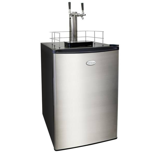 Nostalgia 6.0 cu. ft. Double Kegorator Twin Tap Beer Keg Fridge Dispenser in Stainless Steel