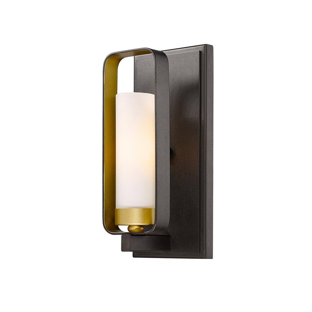 Aideen Olde Brass Dimmable Wall Sconce with Opal Glass Shade