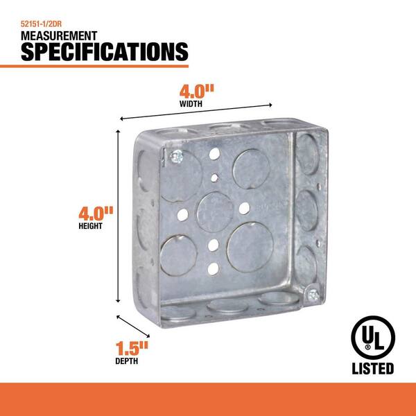 Southwire 4 in. W x 1-1/2 in. D Steel Metallic Drawn Square Box
