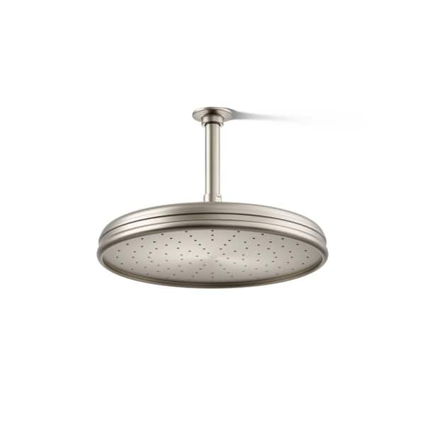 KOHLER 1-Spray 12.4 in. Single Ceiling Mount Fixed Rain Shower Head in Vibrant Brushed Nickel