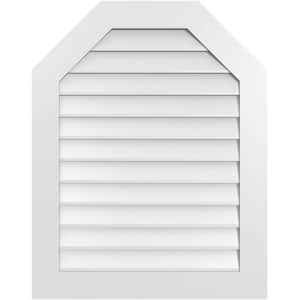 30 in. x 38 in. Octagonal Top Surface Mount PVC Gable Vent: Decorative with Standard Frame