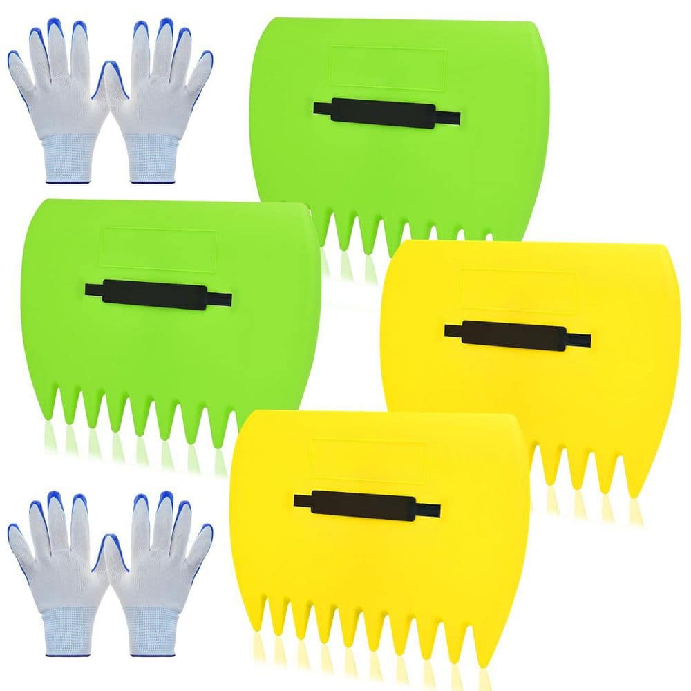 2 Set Plastic Handle Leaf Rake Hand Scoop with Gloves, Lightweight Durable Leaf Claws for Lawn and Garden price history on PriceWatchPro