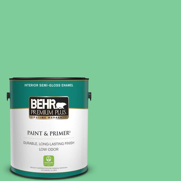 BEHR PREMIUM PLUS 1 gal. #460B-4 Garden Glow Semi-Gloss Enamel Low Odor Interior Paint & Primer