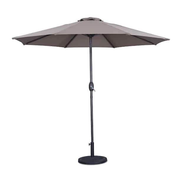 BANSA ROSE 9 ft. Aluminum Market Patio Umbrella,Outdoor Table Umbrella with 8 Sturdy Ribs,Push Button Tilt and Crank in Black&White