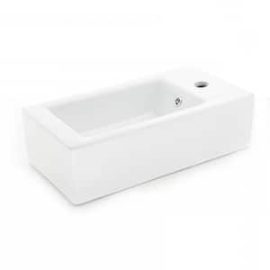 Caske 19-3/4 in. Wall Mounted Bathroom Sink in White with Overflow Faucet Hole Right