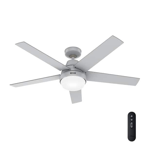 Hunter Aerodyne 52 in. Integrated LED Indoor Dove Grey Smart Ceiling Fan with Light Kit and Remote Included Works with HomeKit