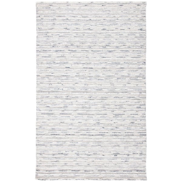 Elements 6 ft. x 9 ft. Blue/Ivory Striped Marle Area Rug