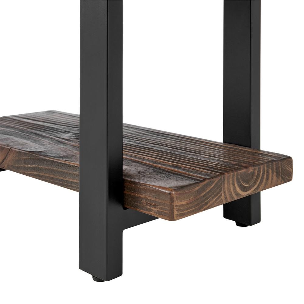 Pomona Rustic Natural 18.5" Reclaimed Wood and Metal End Table