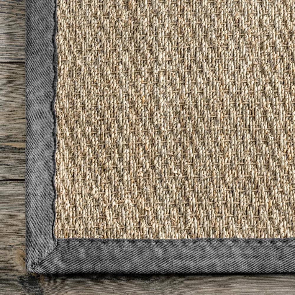 Coastal Farmhouse Dark Gray Seagrass 9' x 12' Area Rug