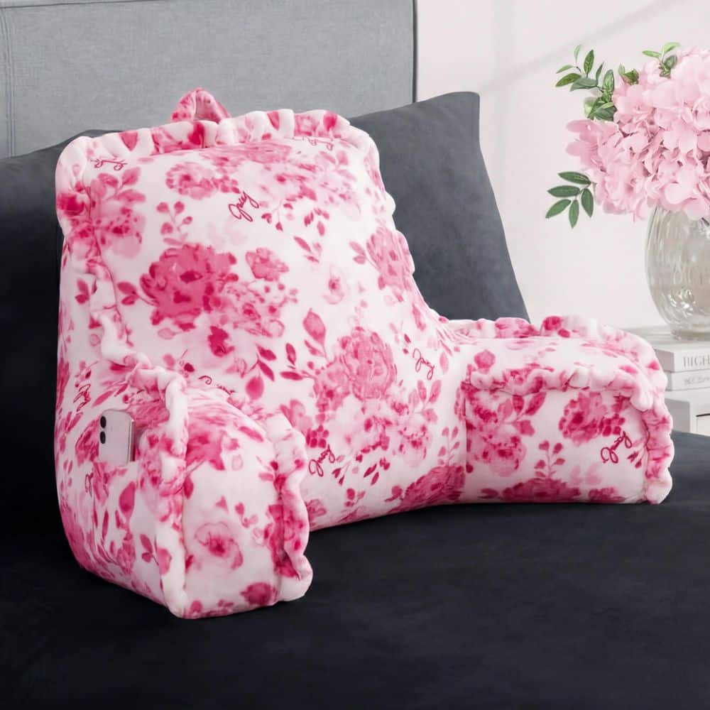 Fancy Ruffle Rose Pink Floral Plush Polyester 30 in. x 21 in. Throw Pillow price history on PriceWatchPro