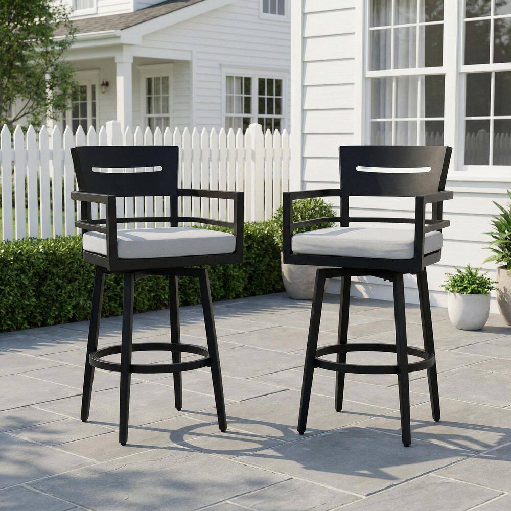 Swivel Aluminum Metal Outdoor Bar Stool with Gray Cushion (2-Pack) price history on PriceWatchPro