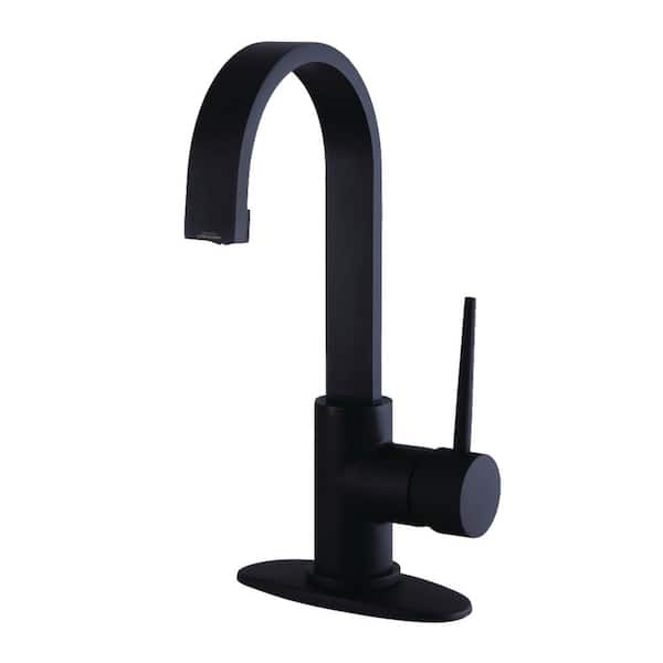 Kingston Brass New York Single Hole Single-Handle Bathroom Faucet in Matte Black