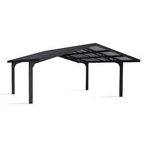 Sydney Wave 20 ft. x 20 ft. Black/S.Gray Double Apex Shape Carport with Corrugated Roof Panels