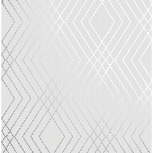 Fine Decor Shard Silver Trellis 20.5 in. x 33 ft. Unpasted Peelable Paper Wallaper