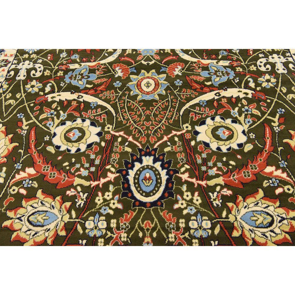 Green and Black Floral Synthetic Rectangular Area Rug