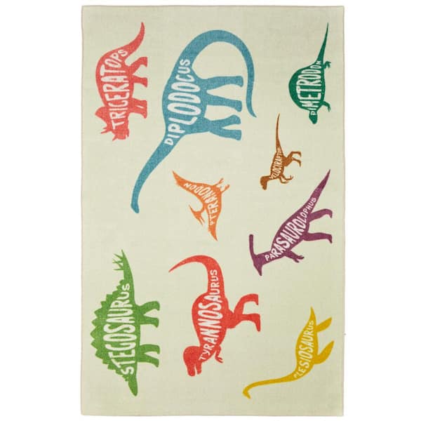 Mohawk Home Dinosaurs Multi 3 ft. 4 in. x 5 ft. Contemporary Area Rug