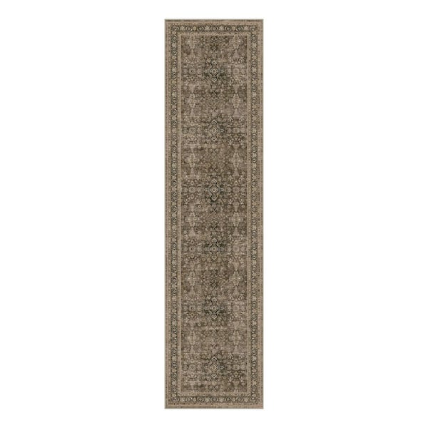 Star Brown 2 ft. x 8 ft.  Distressed Vintage Floral Runner Rug