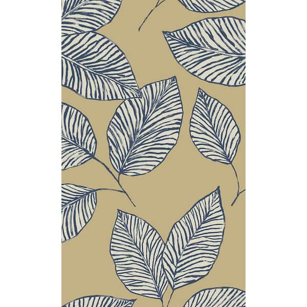 Walls Republic Hazelnut Hand Drawn Tropical Leaves Printed Non-Woven Paper Non-Pasted Textured Wallpaper 60.75 sq. ft.