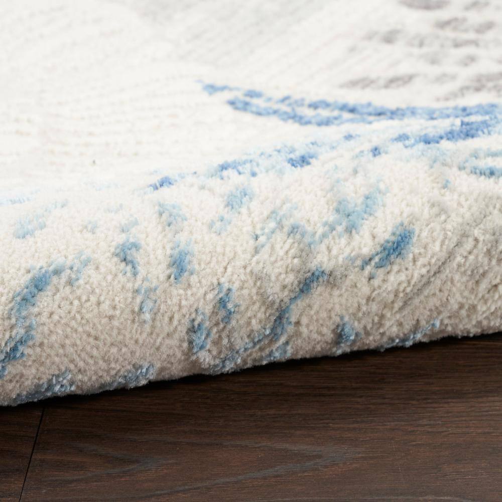 Pompeii Ivory Gray Blue Coastal Synthetic 4' x 6' Area Rug