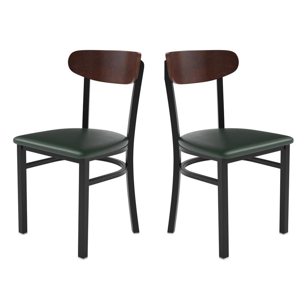 Carnegy Avenue Walnut Wood Back/Green Vinyl Seat Vinyl Dining Chair Set