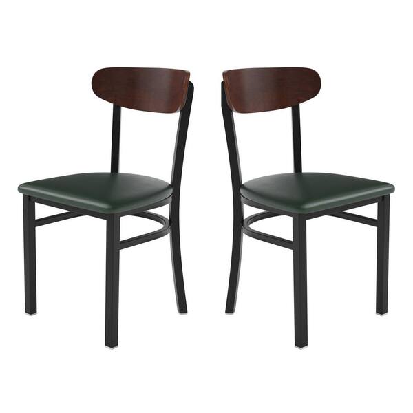 Carnegy Avenue Walnut Wood Back/Green Vinyl Seat Vinyl Dining Chair Set of 2 CGAXU509823WAHD