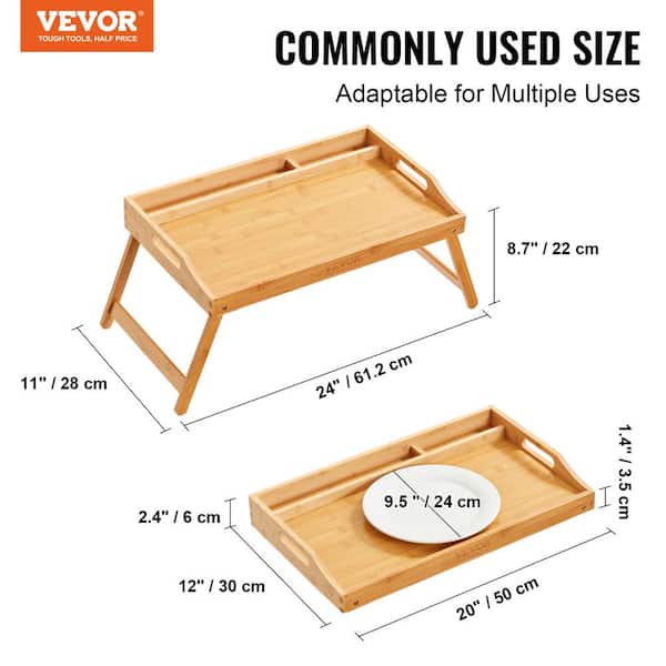 VEVOR Bed Tray Table 24 in. W x 8.7 in. H x 11 in. D Bamboo Breakfast Tray  Serving Laptop Desk Tray ZCTP1JT19811XDPTJV0 - The Home Depot