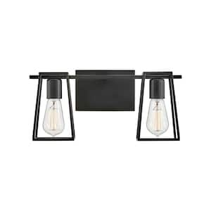 Filmore 16.0 in. 2 Light Black Vanity Light