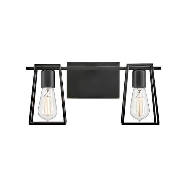 HINKLEY Filmore 16.0 in. 2 Light Black Vanity Light