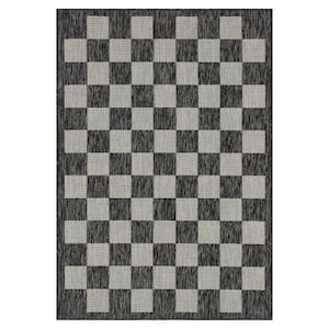 Daisy Black and Ivory 10 ft. x 13 ft. Indoor/Outdoor Area Rug