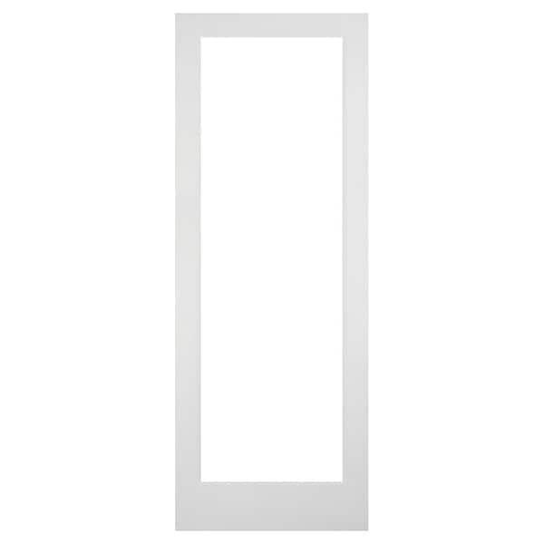 Builders Choice 24 in. x 96 in. Solid Core Full Lite Clear Glass Ovolo Sticking Primed Wood Interior Door Slab