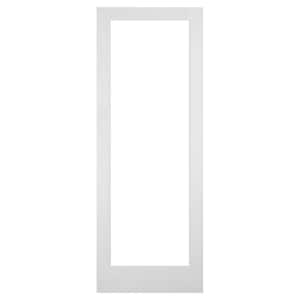 28 in. x 96 in. Solid Core Full Lite Clear Glass Ovolo Sticking Primed Wood Interior Door Slab