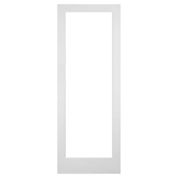32 in. x 96 in. Solid Core Full Lite Clear Glass Ovolo Sticking Primed Wood Interior Door Slab