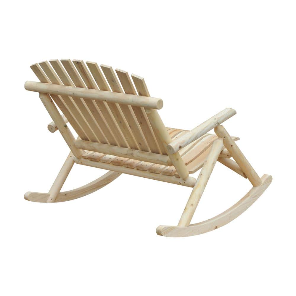 Rustic Fir Wood Adirondack Double Rocking Chair in Burlywood