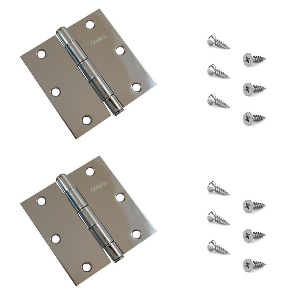3-1/2 in. x 3-1/2 in. Chrome Full Mortise Butt Hinge with Removable Pin (2-Pack) price history on PriceWatchPro
