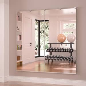 24 in. W x 48 in. H Rectangular Frameless Mount Wall Bathroom Vanity Mirror Gym Dance Mirror, Set of 2