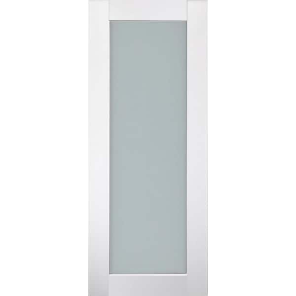Belldinni Smart Pro 207 24 in. x 80 in. No Bore Full Lite Frosted Glass Polar White Wood Сomposite Interior Door Slab
